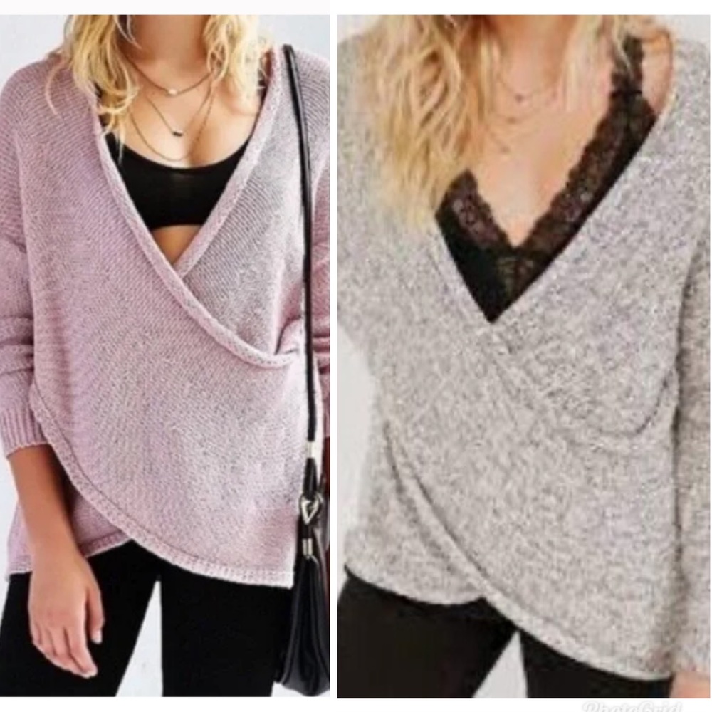 Kimchi Blue from Urban Outfitters Marled Cotton Blend Crossover Knit Wrap Top